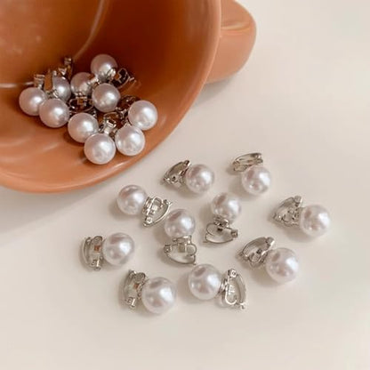 10 Pcs Mini Pearl Hair Clips for Women,Cute Elegant Pearl Hairpins,Flower Sparkling Hair Accessories for Wedding,brides, Party, Prom US403 (10)