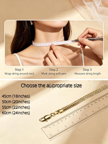 LUCA SMITH Gold Chains for Women & Men, 14K Gold Foxtail Chain Necklace Herringbone Chain Necklace Flat snake Chains 14K Gold Simple Layered Fashion Jewelry Gift for Women 18in 20in 22in 24in - size: 22in, style: Foxtail Chain-Premium Style