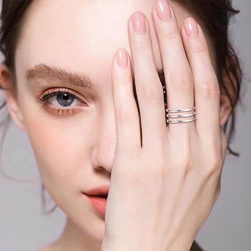 CANDYFANCY 925 Sterling Silver 1.2mm Stacking Midi Thin Rings Thumb Pinky Ring Stack Knuckle Rings for Women Band Ring Size 2.5-8.5 - color: silver-3pcs, size: 2.5