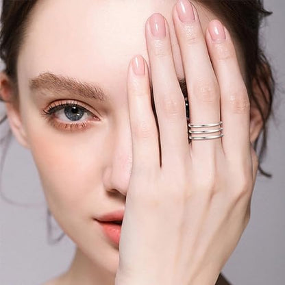 CANDYFANCY 925 Sterling Silver 1.2mm Stacking Midi Thin Rings Thumb Pinky Ring Stack Knuckle Rings for Women Band Ring Size 2.5-8.5 - color: silver-3pcs, size: 3.5