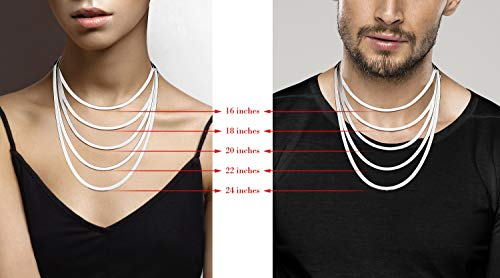 Miabella Italian Solid 925 Sterling Silver, 18Kt Gold Plated 4.5mm Flexible Flat Herringbone Chain Necklace Women, Made in Italy - size: Length 24 Inches, style: sterling silver
