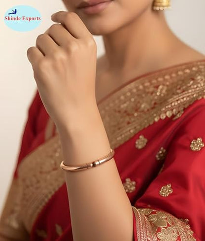 SHINDE EXPORTS pure copper bracelets cuf kada bangle for men and women - style: heavy 7mm round 80gms