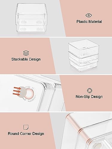 SMARTAKE 37 PCS Drawer Organizer 4 Size Desk Makeup Drawer Organizer Clear | Storage Trays with Non Slip Silicone Pads for Makeup , Jewelries, Utensils in Bedroom Dresser, Office, Kitchen and Bathroom - style: 37 PCS
