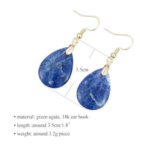 Boho Multiple Style Natural Stone Earrings for Women Unique Healing Gemstone Energy Hypoallergenic Lightweight Dangle Drop Earrings Multiple Styles Earrings Jewelry for Birthday Party Gift - style: Blue Veins