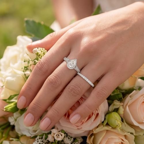 Newshe Jewellery Moissanite Wedding Sets for Women 925 Sterling Silver Bridal Set Oval Engagement Ring Sets Promise Eternity Size 5-10