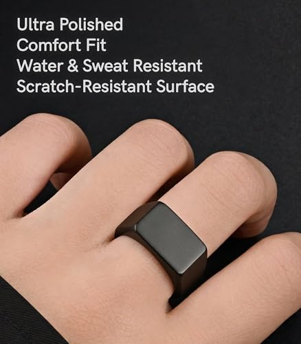 King Ring 10mm Seal Rings – Sand Surface Stainless Steel Bands for Men – Designed in USA - color: Black