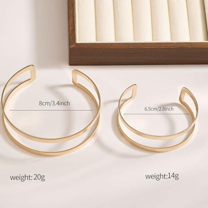 Gold Arm Cuff Jewelry for Women Upper Arm Bracelet Bangle Open Adjustable Cuff Bracelet Minimalist Arm Cuff Set Stackable Jewelry