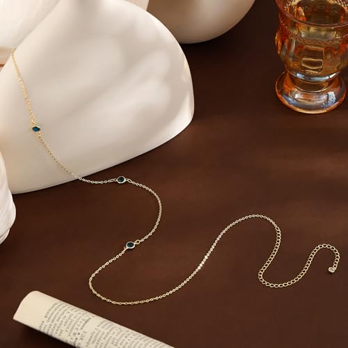 Waist Chain for Women 14K Gold/Silver Plated Body Chain Beads Link Belly Chains Belly Belt Waist Beads Chains Adjustable Sexy Bikini Body Jewelry Daily Belts Gifts for Women - style: Dark Blue CZ Chain-GD