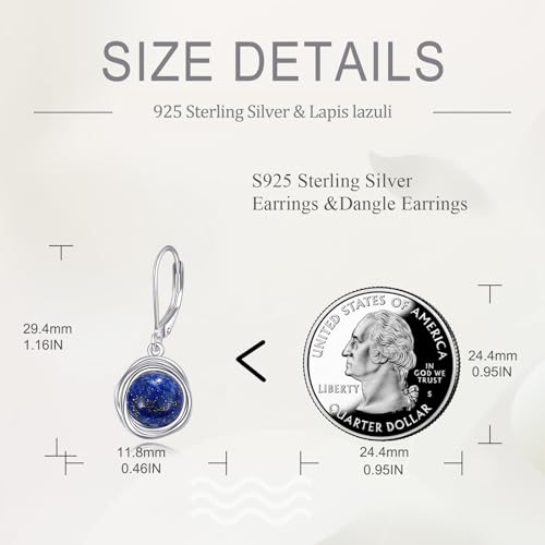 FreshWater Pearl Dangle Earrings 925 Sterling Silver Lapis lazuli Turquoise Larimar Opal Black Pearl Leverback Earrings for Women Birthday Hypoallergenic - style: Lapis lazuli earrings