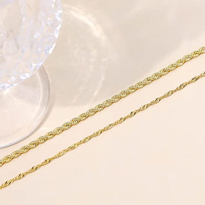 CHESKY 14K Gold Plated Layered Chain Necklace for Women | Trendy Cuban Link Chain, Chunky Paperclip Chain, Toggle Clasp Necklace, Fashion Gold Jewelry, Daily Gift for Women - style: Wave/Rope-GD