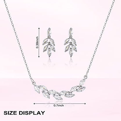 DHQH Bridesmaid Earrings Necklace Set Proposal Gifts Set for Women Leaf Pendant Necklace set of 4/6 Wedding Jewelry - color: XL00106-6set
