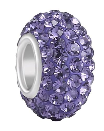 Adabele 1pc Solid 925 Sterling Silver Jan-Dec Birthstone Bead Charm - color: February