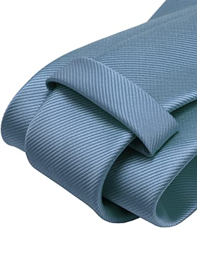 GUSLESON 3.15"（8cm） Solid Color Necktie and Pocket Square Cufflinks Sets For Men + Gift Box - color: Dusty Blue