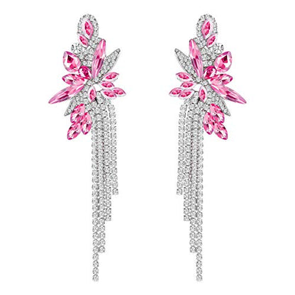 Marquise Crystal Bridal Chandelier Dangle Drop Earrings Ladies Gifts in Silver/Gold Tone - color: K-rose