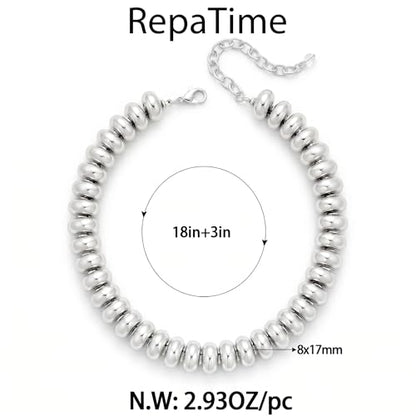 Chunky Colorful Bead Necklace Summer Fashion Statement Boho Beaded Chunky Necklace for Women Adjustable Length Lightweight Cool Suitable for Beach Vacation Daily Wear & Summer Parties - color: Silver