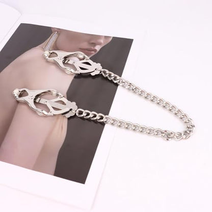 Body Chain Body Clamps with Chain Body Ring Body Clamps Stainless Steel Body Clip Body Clip Non-Piercing Chain Non Piercing Body Jewelry for Women Men (Silver) - color: Silver