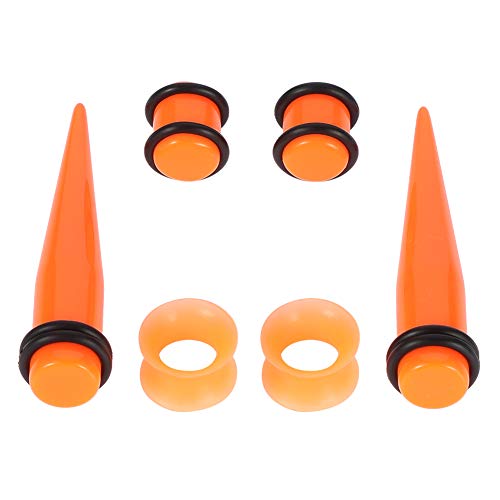 JieyueJewelry 50/54 Pcs Ear Stretching Kit 14G-00G | Acrylic Tapers & Plugs with Silicone Tunnels, Ear Gauges Expander Set Body Piercing Jewelry for Women and Men - color: Orange