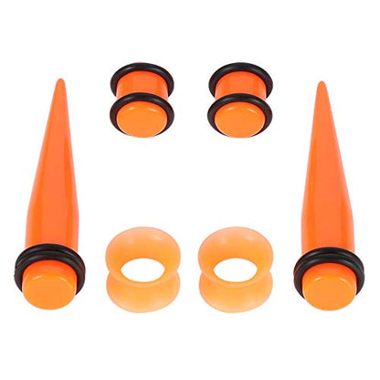 JieyueJewelry 50/54 Pcs Ear Stretching Kit 14G-00G | Acrylic Tapers & Plugs with Silicone Tunnels, Ear Gauges Expander Set Body Piercing Jewelry for Women and Men - color: Orange