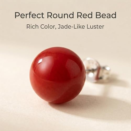 Pearl Stud Earrings Multicolor Shell Beads Pearl Hypoallergenic Stud Earrings Ocean Shell Pearl Jewelry - color: Red