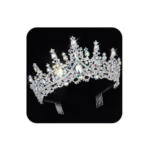 COCIDE Silver Crowns for Women Tiaras for Women Crowns for Girls Tiaras for Girls Crystal Rhinestones Queen Princess for Party Wedding Bridal Halloween Costume Cosplay Accessories - color: T5,Silver AB Crystal