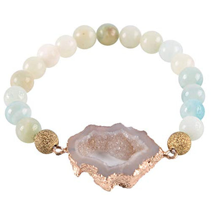 YGLINE Tree of Life Yoga Healing Stone Bracelets,Multilayer Lotus Chakra Stone Reiki Bracelet Sets,Anxiety Crystal Natural Stone,for Women Stress Relief - color: agate druzy