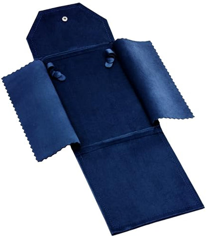 Velvet Necklace Jewelry Travel Folder Storage Display Case (Dark Blue) - color: Dark Blue