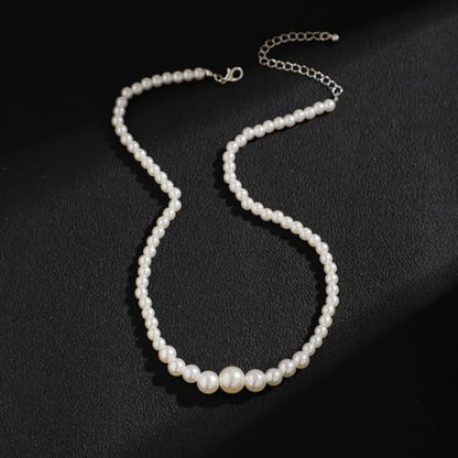 Gold/Silver Pearl Necklace for Men Faux Pearl Choker Necklace Beaded Adjustable Chain Gothic Chunky Beaded Statement Hip Hop Rock Party Festival Collar para Hombre Fashion Jewelry Gift for Men - style: Style-D