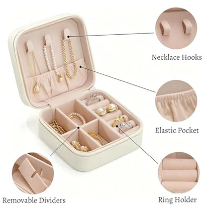 Personalized Jewelry Box with Name&Flower, Custom Travel Jewelry Case | Leather Jewelry Box for Rings, Earrings, Necklaces, Gifts for Women Girls Mom Bridesmaid