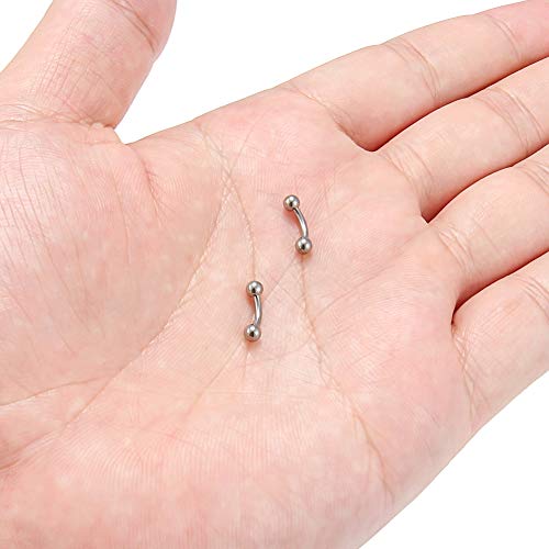SCERRING 2-8PCS 16G G23 Titanium Curved Eyebrow Barbell Tragus Helix Ear Belly Lip Nipple Tongue Ring Body Piercing Jewelry 6-16mm - style: 2PCS - 6mm