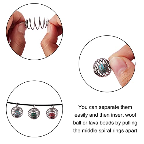 LiQunSweet 10 Pcs Stainless Steel Wire Round Spiral Bead Cage Charm Wire Wrap Gemstone Holder Pendants for Jewelry Making and Crafting - color: Stainless Steel Cage_14mm