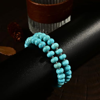 468Handmade Adjustable Natural Gemstone Crystal Bracelet Healing Power Energy Inspirational Gifts with Card for Unisex - color: 25-Turquoise (Safety), size: 5x8mm