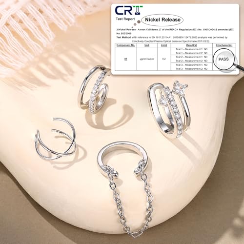 Florideco 4 PCS Ear Cuffs Non Piercing Hypoallergenic 14K Gold Plated Ear Cuff Earrings for Women Trendy CZ Clip On Cartilage Earring Set Dainty Adjustable Fake Piercings Earrings - color: Classic: Silver Plated