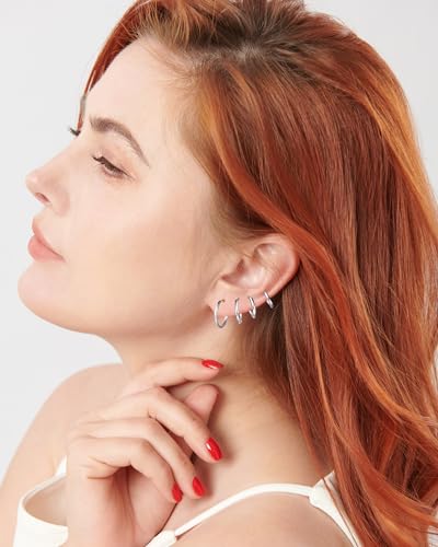 316L Surgical Stainless Steel Huggie Hoop Earrings 6mm 8mm 10mm 11mm 12mm 14mm Hypoallergenic Earrings Hoop Cartilage Helix Lobes Hinged Sleeper Earrings For Men Women - style: "(D6/8/10/12) THK 1.5mm U Rose GOLD"