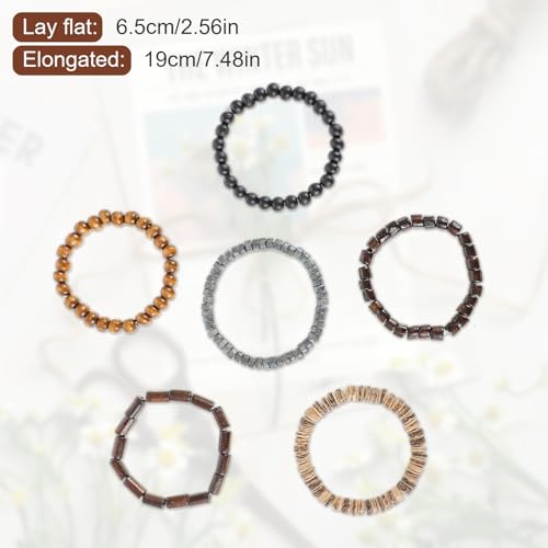 Wooden Mens Beaded Bracelets Adjustable Elasticity Mens Bracelet Multi-Layer Detachable Beaded Bracelets for Men - color: T-001