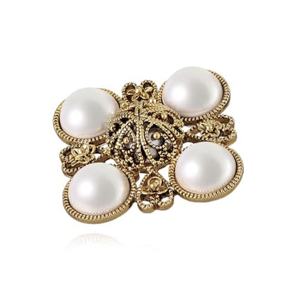 SHE'S FREE STYLE JUST FOR YOU Snail Brooches and pins for women, Sparkling Cubic Zirconia & Pearl Copper Pin, 2.36" Long Clasp Design Playful Jewelry Brooch - color: Gold/White