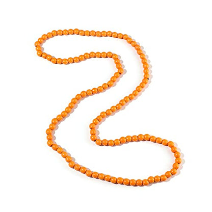 COLORFUL BLING 8MM Natural Wood Bead Necklace Africa Wooden Chain Statement Unisex Chunky Strand Necklaces Hip Hop Jewelry - color: yellow