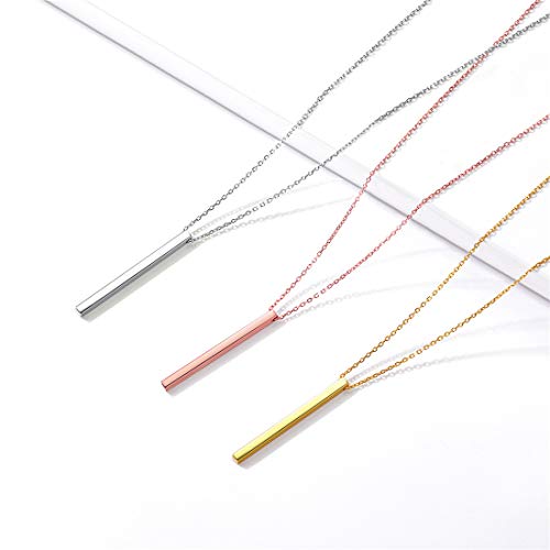 ChicSilver Customizable Vertical Bar Pendant Necklace 925 Sterling Silver Y Necklace Simple Fashion Jewelry Gifts for Women - style: B. 2mm Vertical Bar-Gold