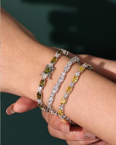 FANCIME Glamour Radiance Sterling Silver Birthstone Tennis Bracelets 7" | Charm Fine Jewelry Birthday Gifts for Women - color: Cubic Zirconia