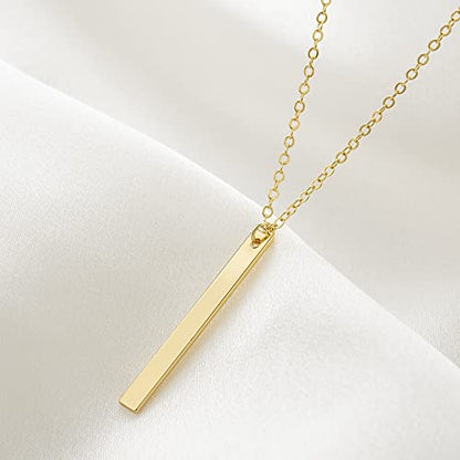 itianxi Gold Tiny Y Shaped Dainty Necklace 18K Gold Plated Cute Bar Vertical Lariat Necklace for Women - color: vertical