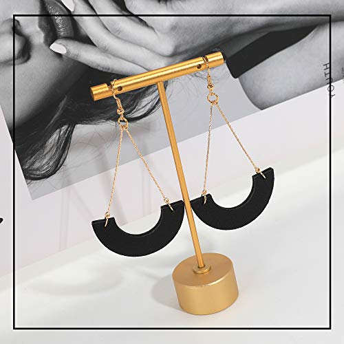 KINIVA Leather Dangle Earrings for Women Trendy, Lightweight Leaf Circle Lightning Earrings Drop, Jewelry Gifts for Women - color: 31 Black
