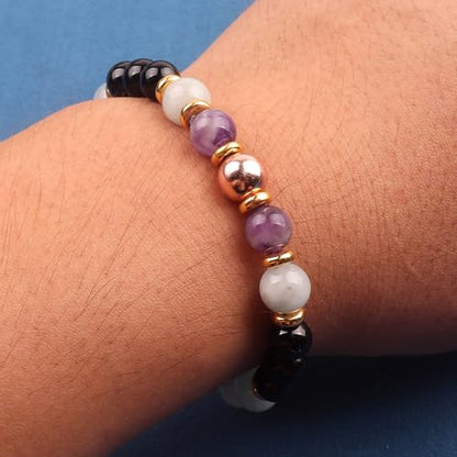 KSQS Healing Stone Bead Bracelet for Women, Natural Gemstones Balance Protection Bracelet, Spiritual Crystal Beads Bracelet Anxiety Relief with Meaning Card - color: Dream