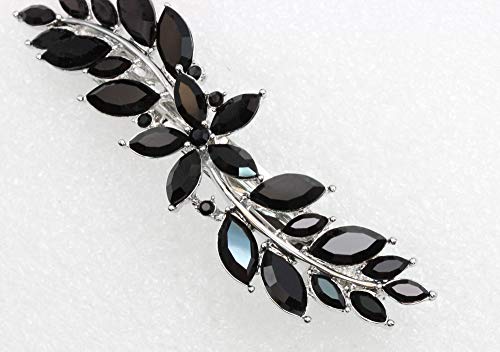 Faship Gorgeous Black Rhinestone Crystal Small Flower Hair Barrette Clip - color: Black