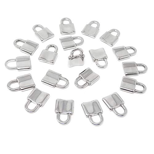 Honbay 20PCS Stainless Steel Silver Lock Pendants Charms for Necklace Bracelet Jewelry Keychain Making