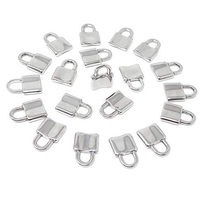 Honbay 20PCS Stainless Steel Silver Lock Pendants Charms for Necklace Bracelet Jewelry Keychain Making