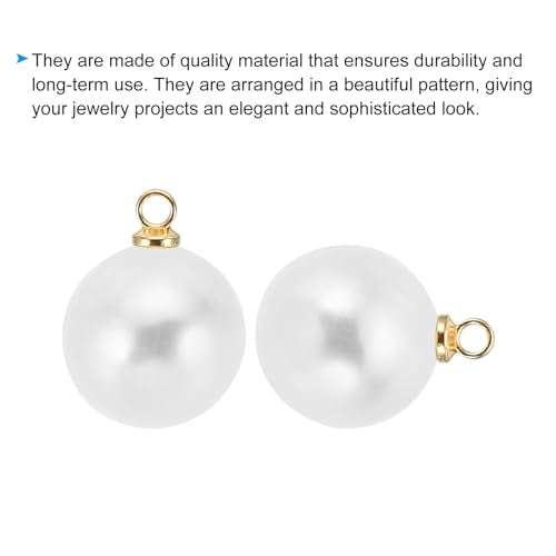 PATIKIL Pearl Charm, 100pcs Pearl Beads Faux Pearl Pendant Charm DIY for Jewelry Making Bracelets Earrings Necklace Crafts - color: Golden White, size: 14mm