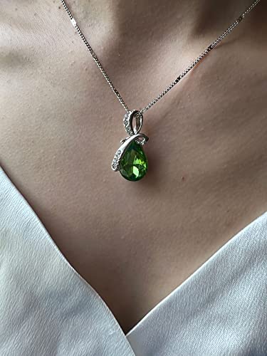 4 Pieces Fashion Teardrop Crystal Rhinstone Pendant Necklace Earring Bracelet Jewelry Set for Women Lady Wedding Birthday Party Prom Gifts - color: Green