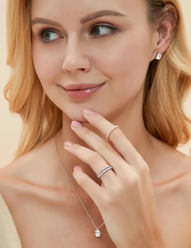 EAMTI 2mm Wedding Band Cubic Zirconia Half/Full Eternity Stackable Brass Engagement Ring Size 3-13 - color: Half-Eternity-Silver