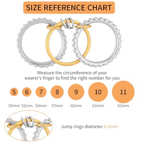 Stackable Rings Women Non Tarnish 18K Gold CZ Interlocking Ring Set | 18K Gold Plated, Hypoallergenic & Non Tarnish, Cubic Zirconia, Mixed Metals, Dainty Stacking Set, Gift for Her - color: Gold
