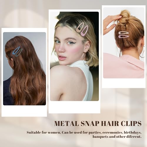 48 PCS Small Metal Barrettes For Women Non Slip Water Drop Snap Clips For Thick Thin Fine Hair Classic Accessories,Pink Blue Green,1.97 x 0.5 In - color: Pink Blue Green