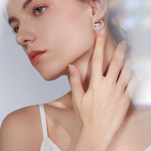 LES OSEWA Dog Animal Earrings Sterling Silver Animal Heart Hoop Dangle Earrings Cute Jewelry Gifts for Women - color: Dalmatian
